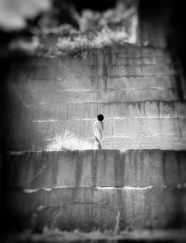 Danielle Standing in Limestone Quarry Le Beau France